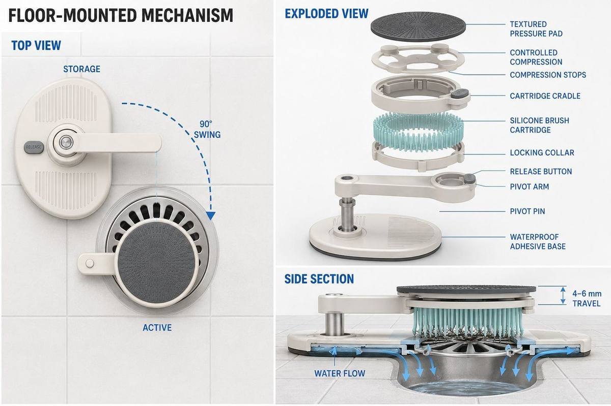 Floor-mounted mechanism.