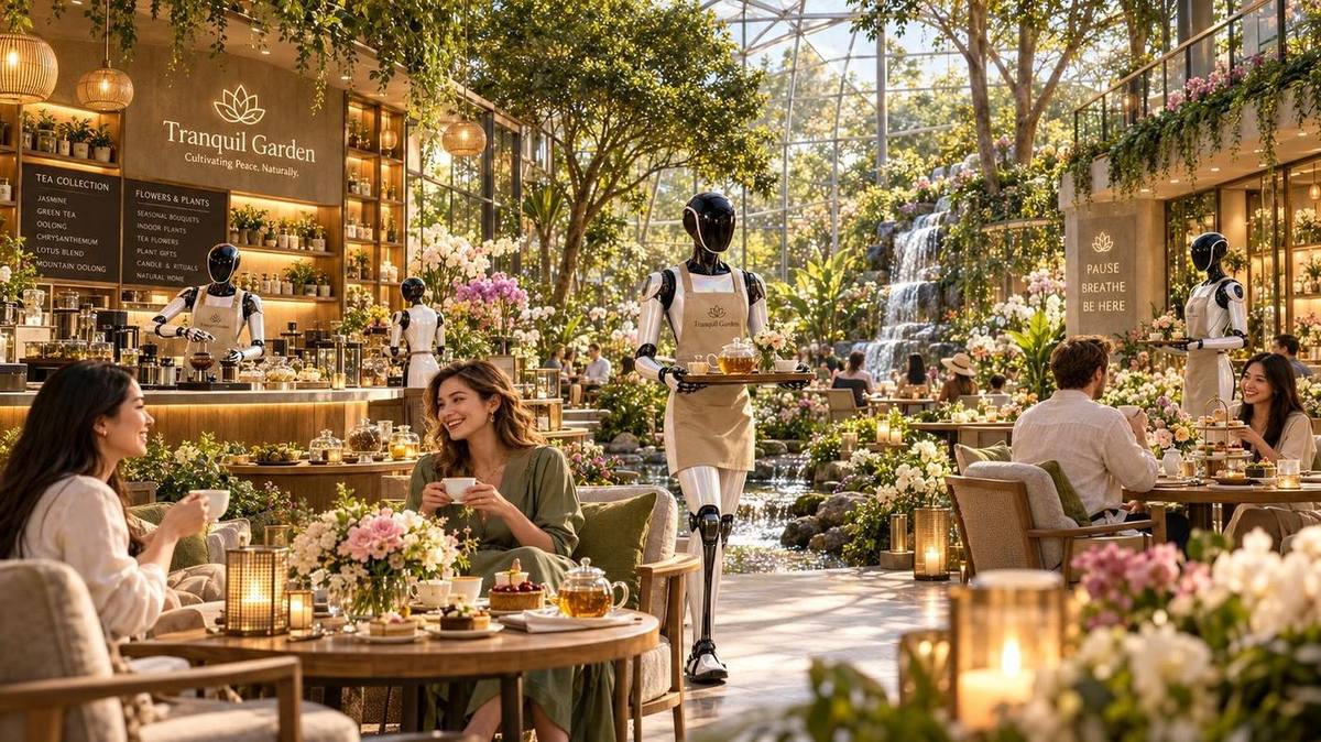 The café, under the glass.